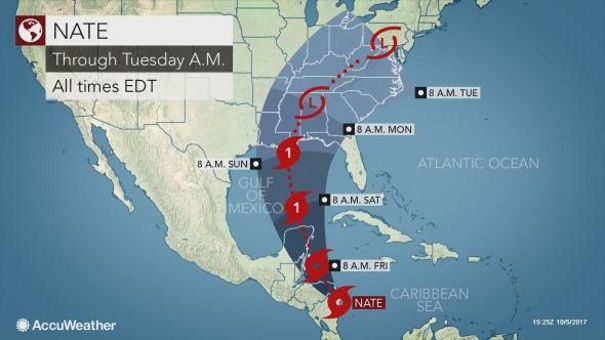 К трем штатам США движется ураган "Нейт"