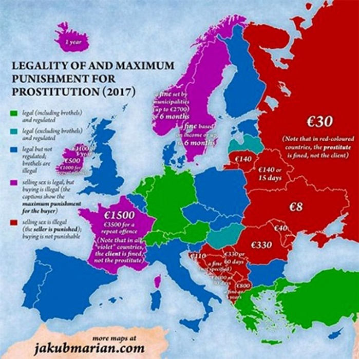 Составлена европейская "карта проституции"