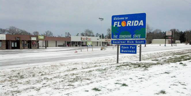 США: впервые за 28 лет во Флориде выпал снег